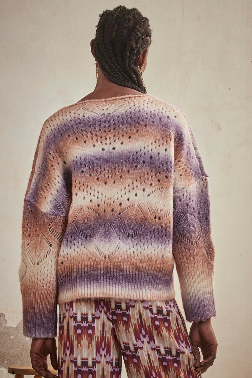 JERSEY OVERSIZE MANGA LARGA CON CALADOS Y DEGRADADO - MAUVE