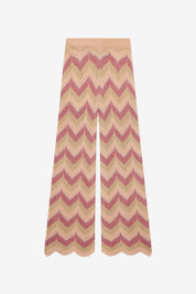 PANTALÓN PUNTO JACQUARD TRICOLOR ZIGZAG - ROSA