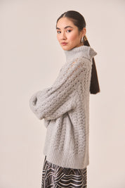 JERSEY CUELLO ALTO CALADOS GRIS - GREY
