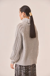 JERSEY CUELLO ALTO CALADOS GRIS - GREY
