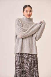 JERSEY CUELLO ALTO CALADOS GRIS - GREY