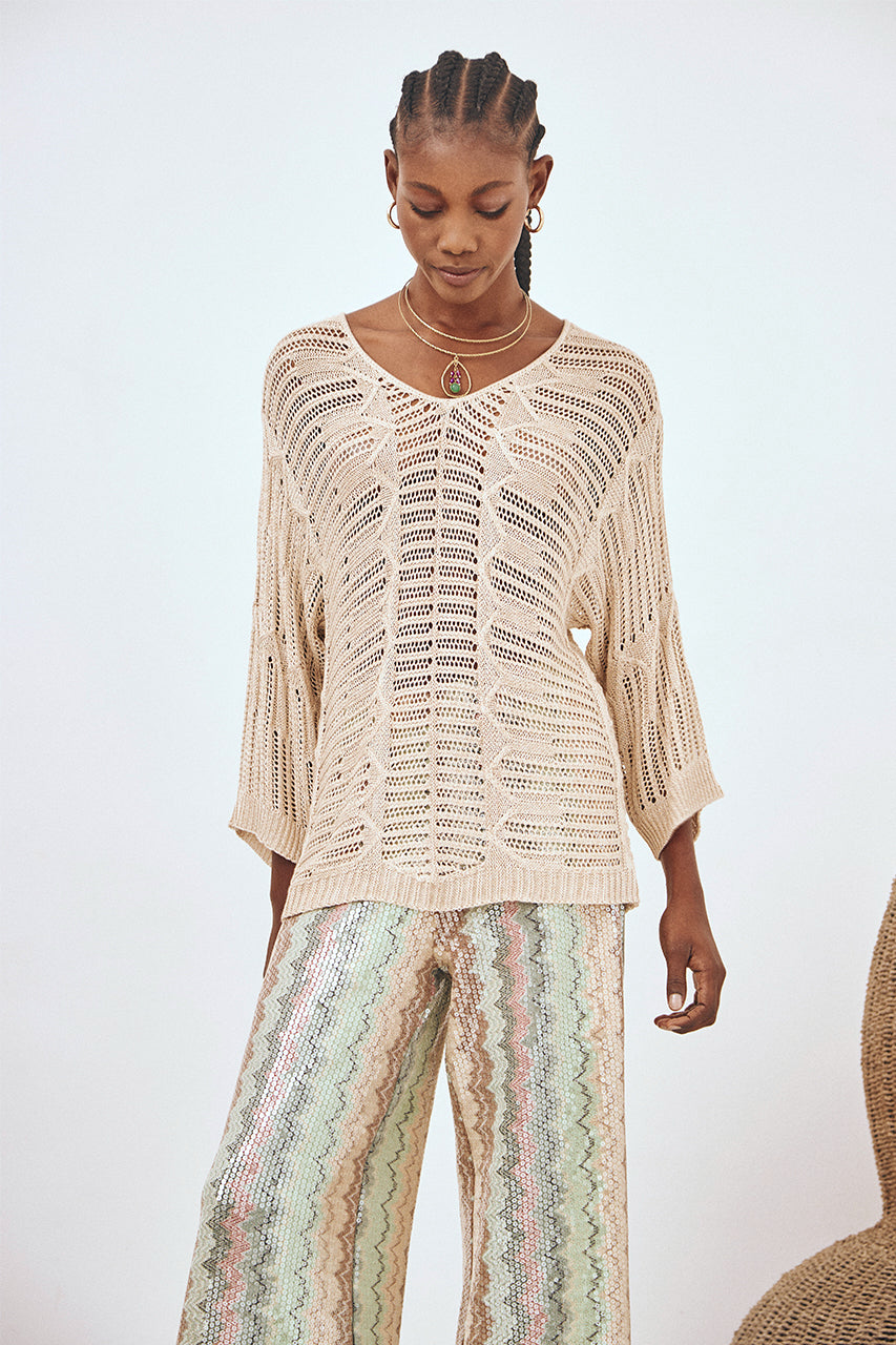 JERSEY CUELLO V OVERSIZE - BEIGE