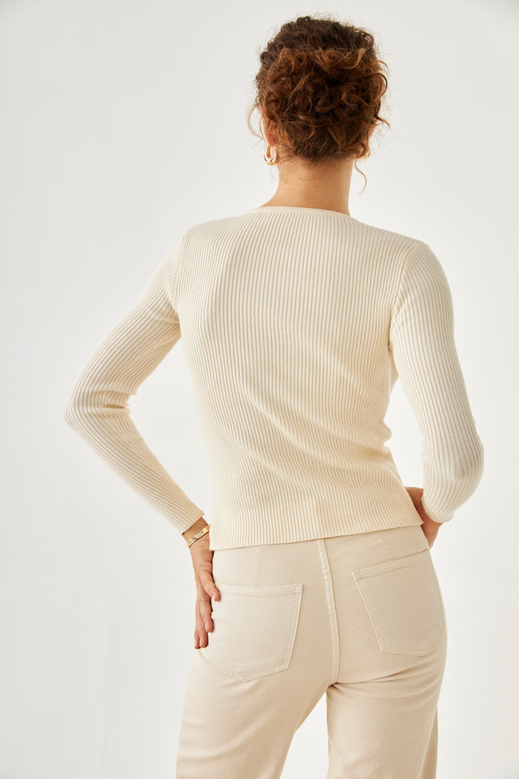 JERSEY CUT OUT BOTONES - IVORY