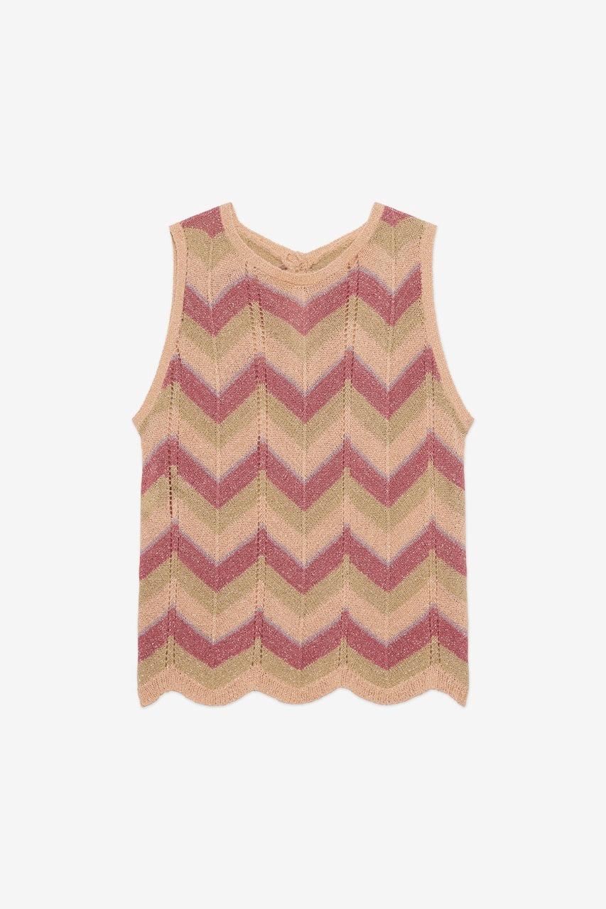 TOP PUNTO JACQUARD TRICOLOR ZIG ZAG - VERDE