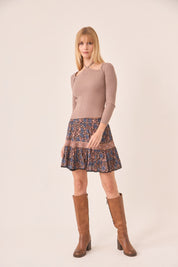 JERSEY ESCOTE HALTER CUT OUTS - CAMEL