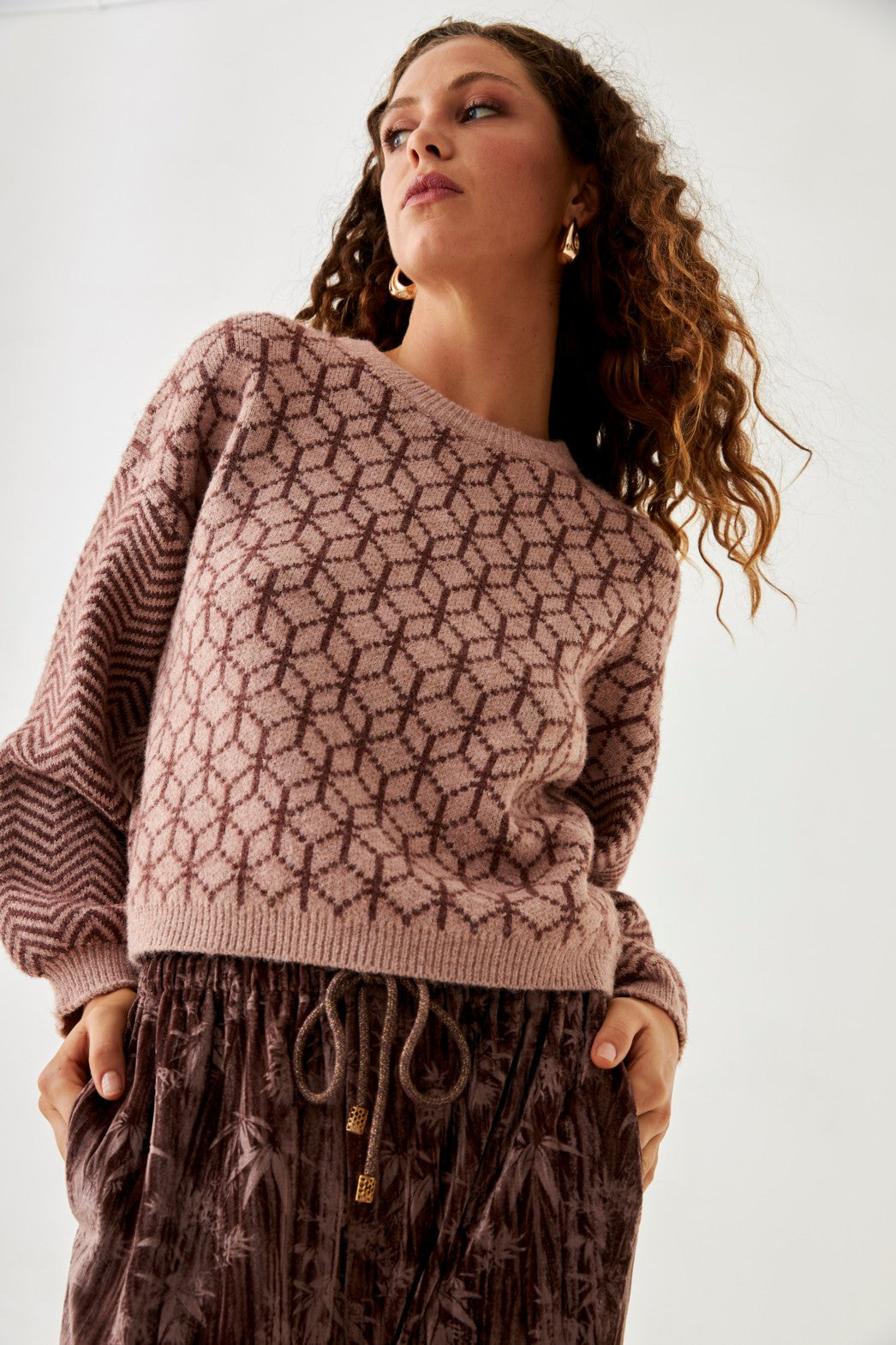 JERSEY JACQUARD GEOMÉTRICO - PINK