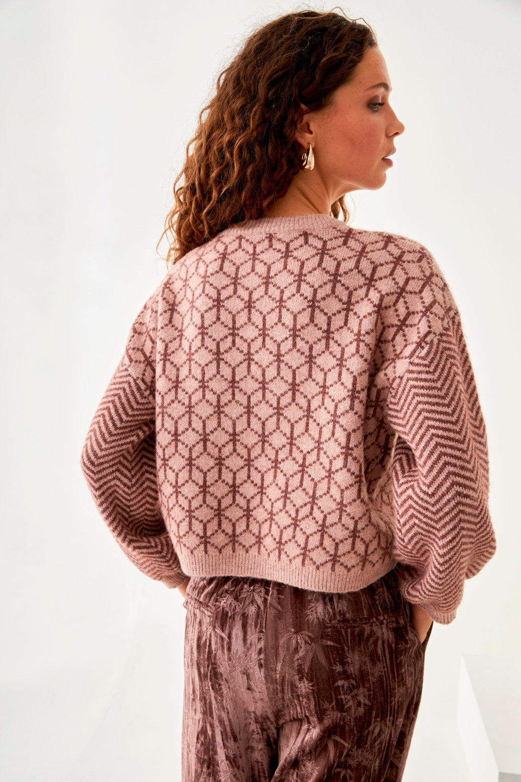 JERSEY JACQUARD GEOMÉTRICO - PINK