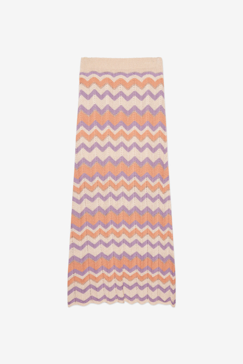 FALDA LARGA DE PUNTO ZIG ZAG - VIOLETA