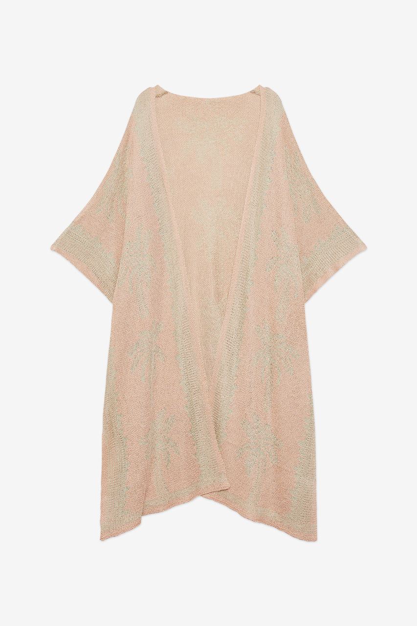 KIMONO LARGO  JACQUARD PALMERAS - VERDE