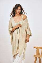 KIMONO LARGO  JACQUARD PALMERAS - VERDE