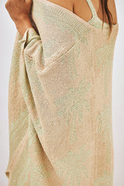 KIMONO LARGO  JACQUARD PALMERAS - VERDE