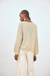 JERSEY MANGA LARGA JACQUARD PALMERAS- VERDE