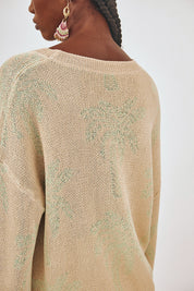 JERSEY MANGA LARGA JACQUARD PALMERAS- VERDE