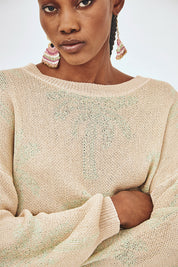 JERSEY MANGA LARGA JACQUARD PALMERAS- VERDE