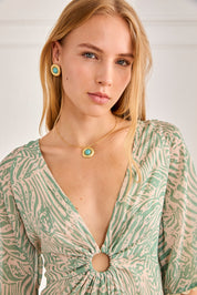 SET DE COLGANTE Y PENDIENTES TURQUESA FANTASÍA - AZUL