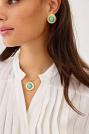 SET DE COLGANTE Y PENDIENTES TURQUESA FANTASÍA - AZUL