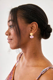 DOUBLE STONE EARRINGS - PINK