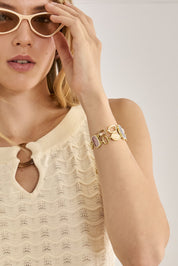 BRAZALETE METÁLICO PEDRERÍA - DORADO