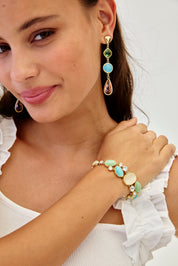 OVAL RHINESTONE BRACELET - BLUE - AQUA