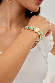 OVAL RHINESTONE BRACELET - BLUE - AQUA