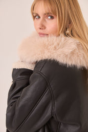 CHAQUETA AVIADOR CUELLO PELO - BLACK