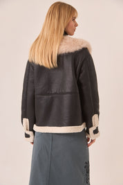 CHAQUETA AVIADOR CUELLO PELO - BLACK