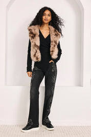 CHALECO PELO PRINT - CAMEL