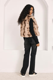 CHALECO PELO PRINT - CAMEL
