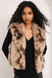 CHALECO PELO PRINT - CAMEL