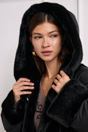 CHAQUETA COMBINADA PELO - NEGRO