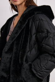 CHAQUETA COMBINADA PELO - NEGRO