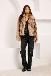 ABRIGO PELO PRINT - CAMEL