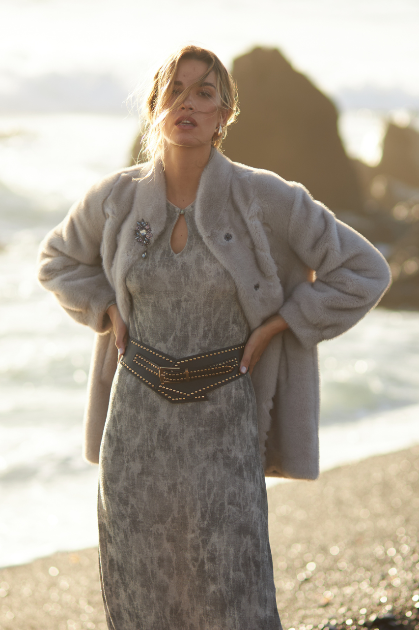 ABRIGO PELO BROCHE - GREY