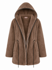 ABRIGO PELO AJUSTABLE CAPUCHA - TAUPE