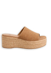 SANDALIAS PLATAFORMA ZUECOS ANTE - CAMEL