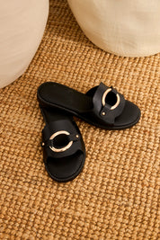 SANDALIAS PIEL ESLABÓN - NEGRO