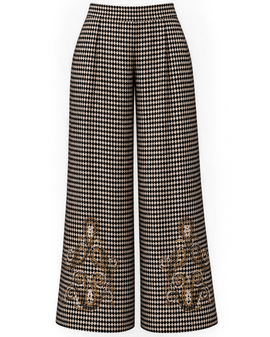 PANTALÓN WIDE LEG JACQUARD ADAMADO - NEGRO