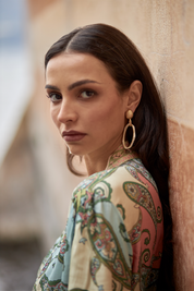 OVAL PENDANT EARRINGS - GOLD