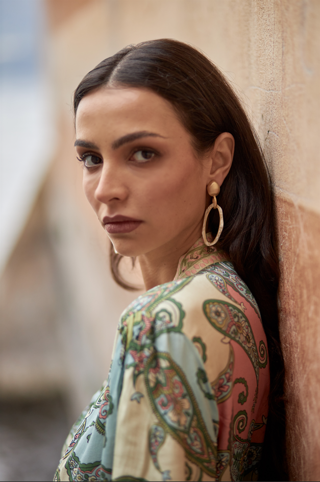OVAL PENDANT EARRINGS - GOLD