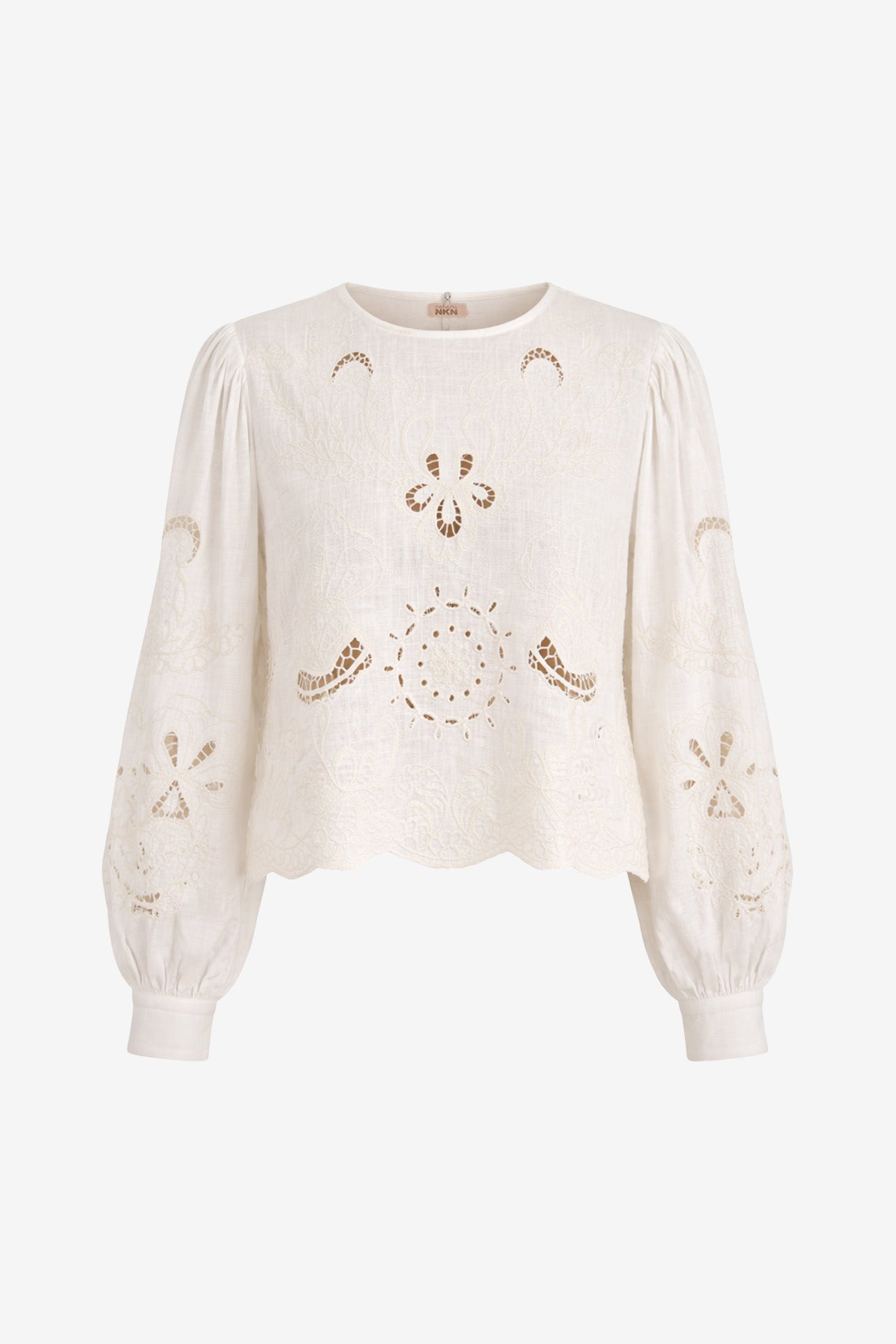 LINEN BLOUSE WITH OPENWORK - RAW