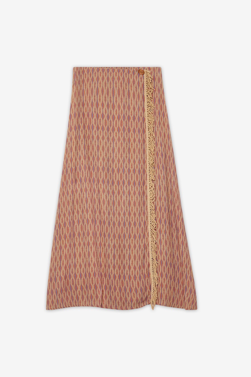 TRIBAL PRINT WRAP MIDI SKIRT 4