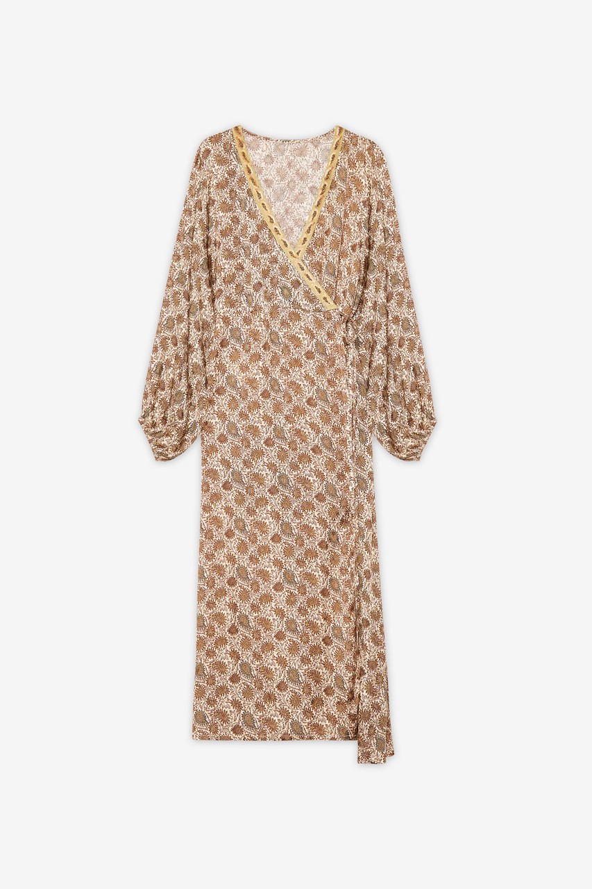 LONG PAISLEY PRINT WRAP DRESS 4