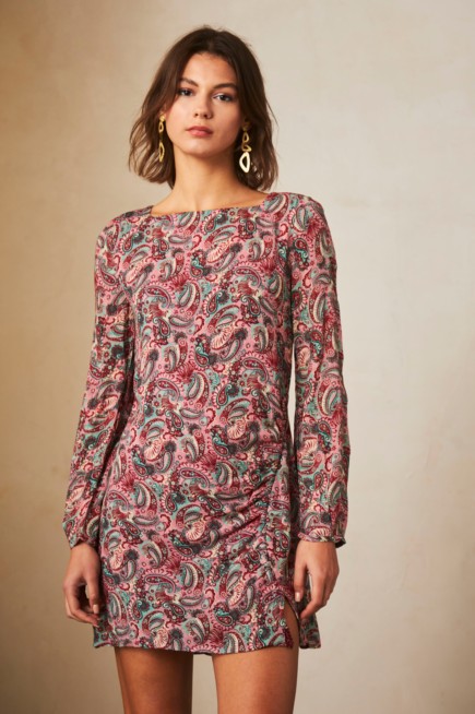 SHORT PAISLEY PRINT DRESS