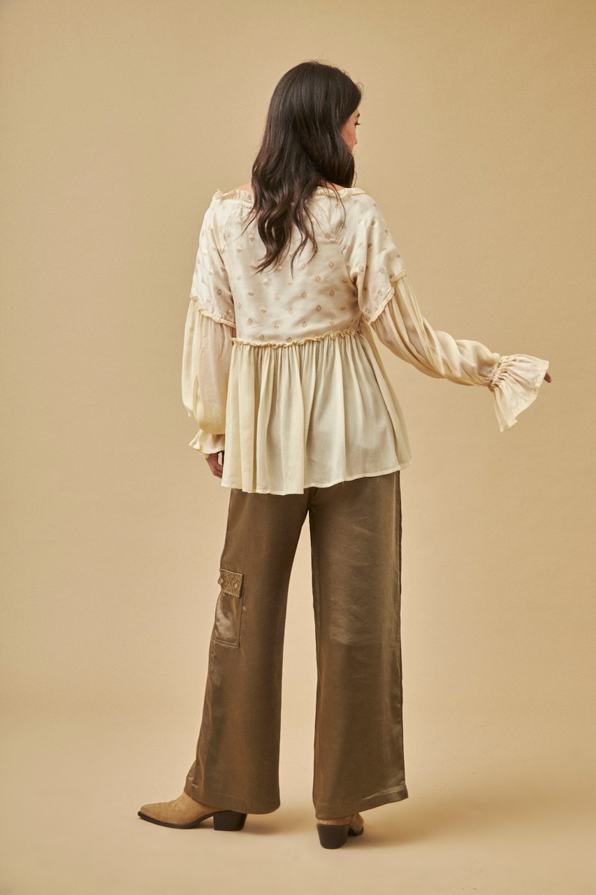 PLAIN TIED BLOUSE WITH LUREX 2