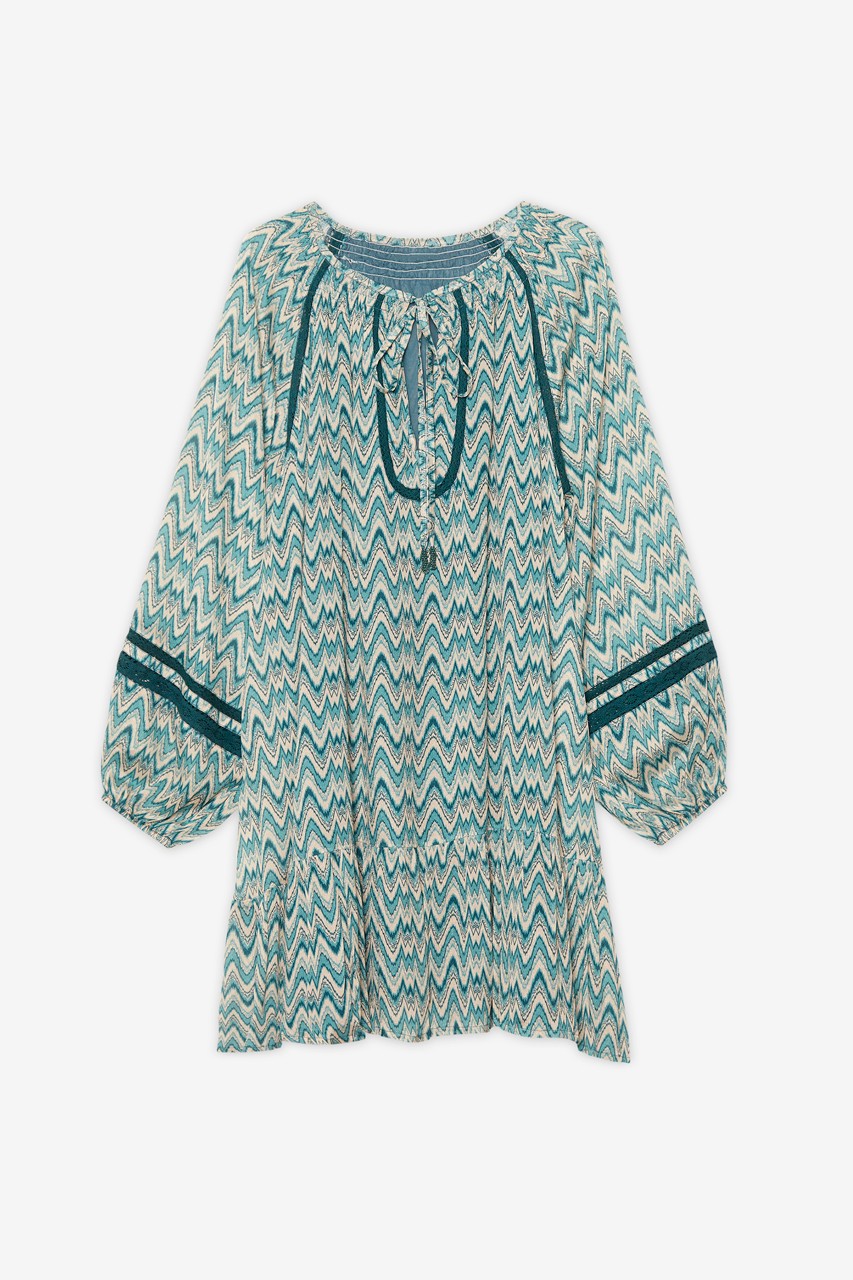 SHORT ZIG-ZAG LONG-SLEEVED DRESS 5