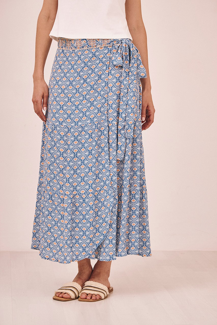 PRINTED MIDI PAREO SKIRT