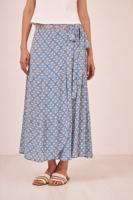 PRINTED MIDI PAREO SKIRT