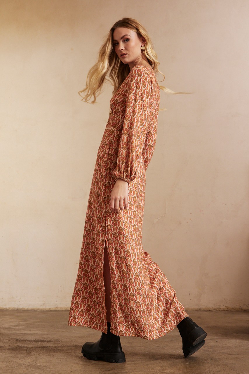 LONG EMBROIDERED PRINT DRESS 2