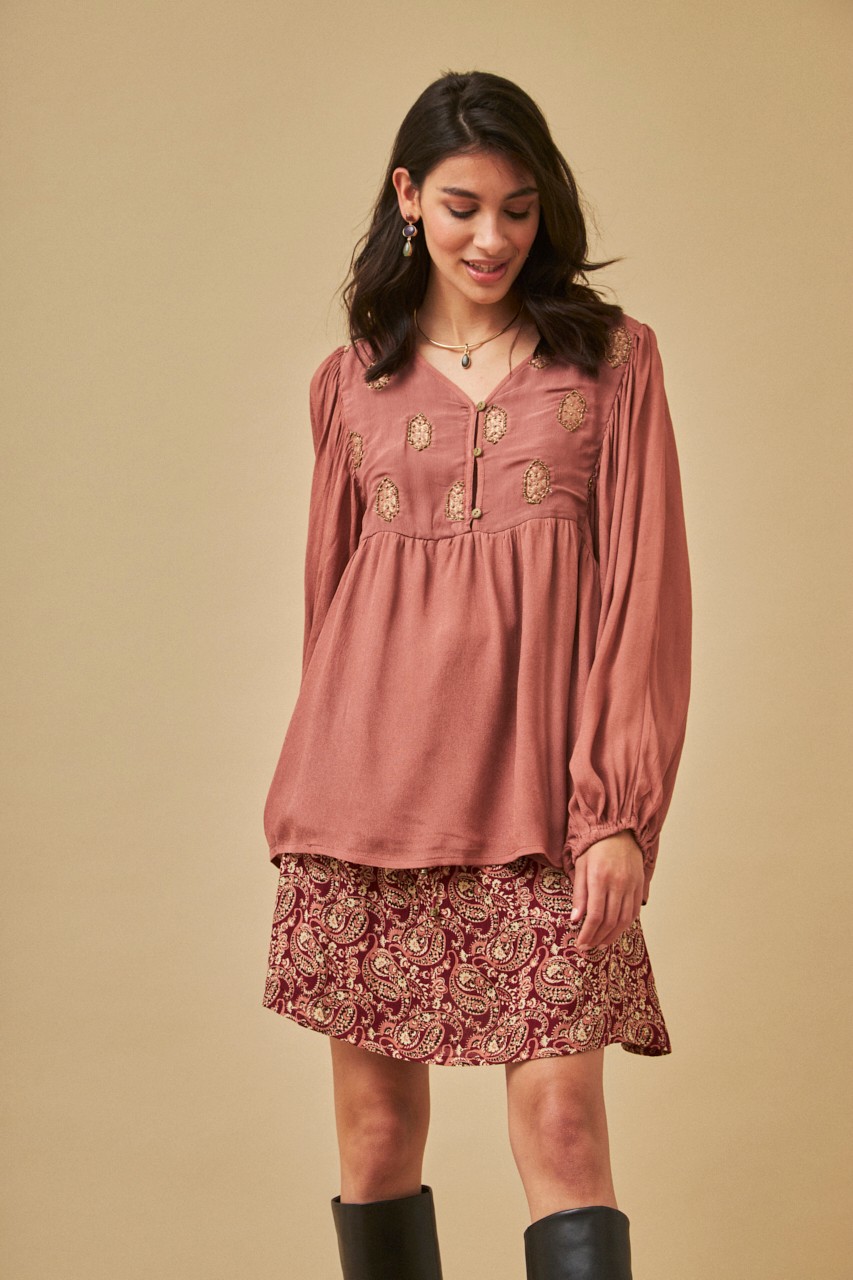 EMBROIDERED YOKE BLOUSE 2