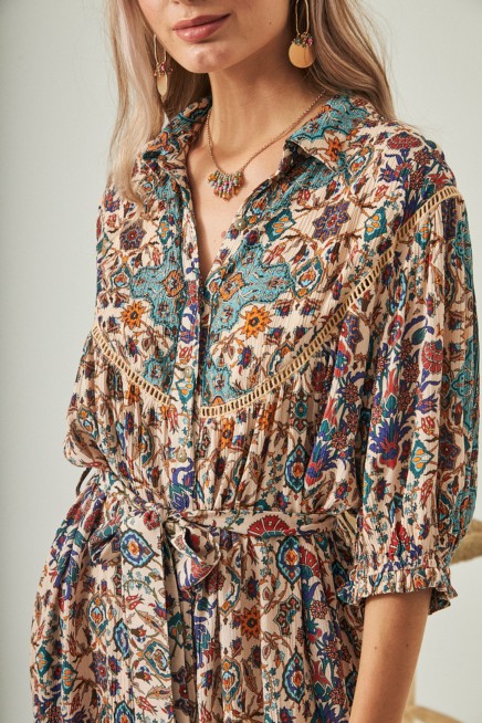 FLORAL PRINT SHIRT DRESS